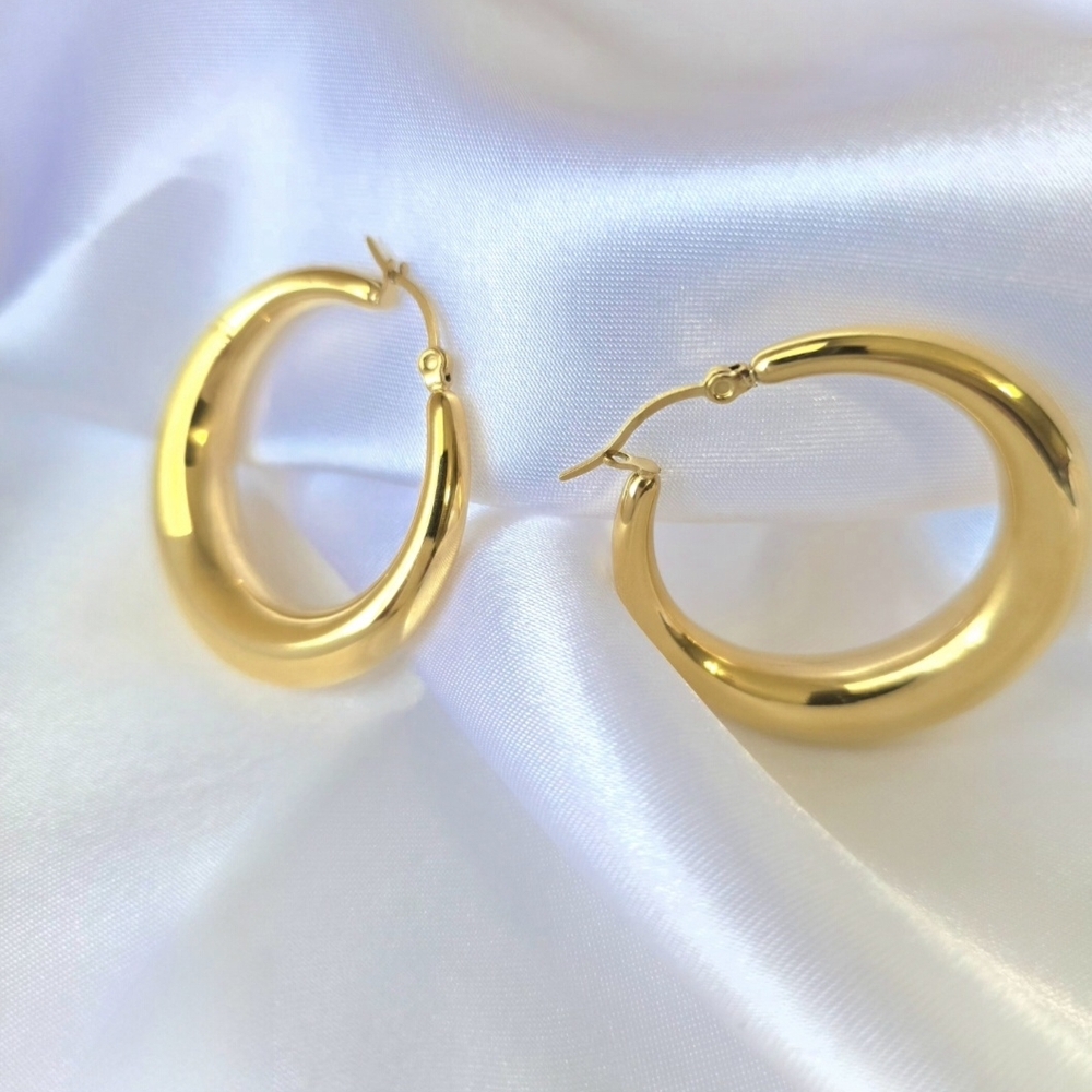 🏷18K Classic  Gold Hoop Earrings Gift Anniversary Birthday Mother's